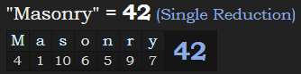 "Masonry" = 42 (Single Reduction)