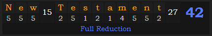 "New Testament" = 42 (Full Reduction)