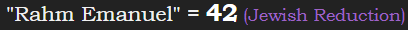 "Rahm Emanuel" = 42 (Jewish Reduction)