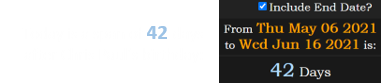 Today is a span of 42 days after Chris Paul’s birthday: