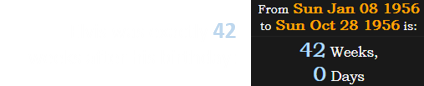 Elvis was exactly 42 weeks after his birthday:
