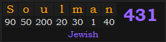 "Soulman" = 431 (Jewish)