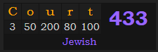 "Court" = 433 (Jewish)