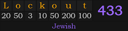 "Lockout" = 433 (Jewish)