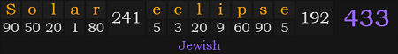 Solar eclipse = 433 Jewish