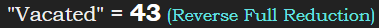 "Vacated" = 43 (Reverse Full Reduction)