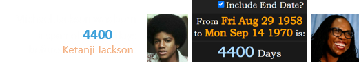 Michael Jackson was born a span of 4400 days before Ketanji Jackson: