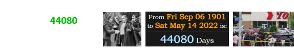 McKinley was shot in Buffalo 44080 days before the grocery store shooting in Buffalo: