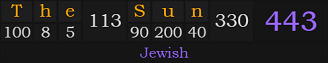 "The Sun" = 443 (Jewish)