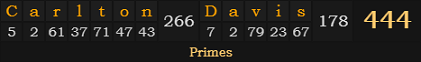 "Carlton Davis" = 444 (Primes)