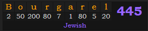 "Bourgarel" = 445 (Jewish)