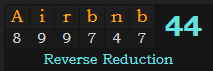 "Airbnb" = 44 (Reverse Reduction)