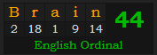 "Brain" = 44 (English Ordinal)