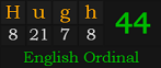 "Hugh" = 44 (English Ordinal)