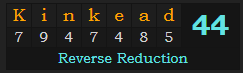 "Kinkead" = 44 (Reverse Reduction)