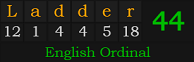 "Ladder" = 44 (English Ordinal)