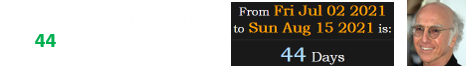 Writer/actor Larry David was 44 days after his birthday: