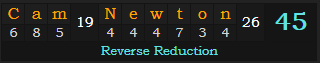 "Cam Newton" = 45 (Reverse Reduction)
