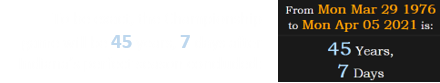 To be exact, the Championship game will be 45 years, 7 days after Indiana’s perfect season concluded:
