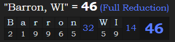 "Barron, WI" = 46 (Full Reduction)