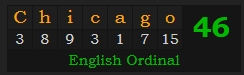 "Chicago" = 46 (English Ordinal)