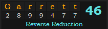 "Garrett" = 46 (Reverse Reduction)