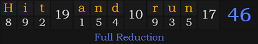 "Hit and run" = 46 (Full Reduction)