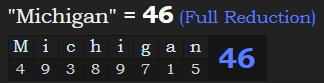 "Michigan" = 46 (Full Reduction)