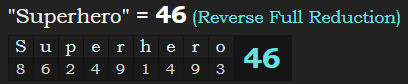"Superhero" = 46 (Reverse Full Reduction)