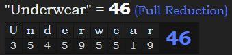 "Underwear" = 46 (Full Reduction)