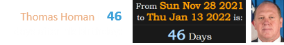 Thomas Homan is 46 days after his birthday: