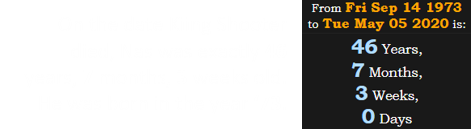 On the date Kiing Shooter died, Nas was exactly 46 years, 7 months, 3 weeks old. He was born in the year ‘73.