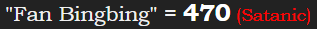 "Fan Bingbing" = 470 (Satanic)