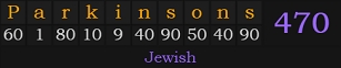 "Parkinson's" = 470 (Jewish)