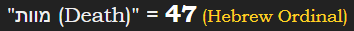 "מוות (Death)" = 47 (Hebrew Ordinal)