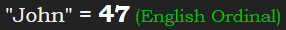 "John" = 47 (English Ordinal)