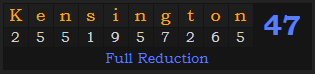 "Kensington" = 47 (Full Reduction)
