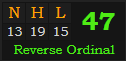 "NHL" = 47 (Reverse Ordinal)