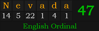 "Nevada" = 47 (English Ordinal)