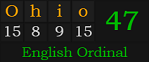 "Ohio" = 47 (English Ordinal)