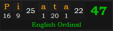 "Piñata" = 47 (English Ordinal)