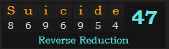 "Suicide" = 47 (Reverse Reduction)
