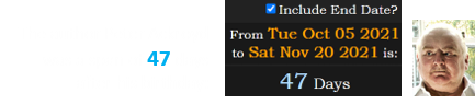 The author Peter Ackroyd was a span of 47 days after his birthday: