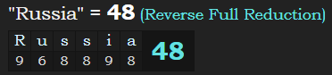 "Russia" = 48 (Reverse Full Reduction)