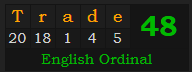 "Trade" = 48 (English Ordinal)