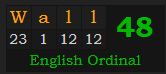 "Wall" = 48 (English Ordinal)