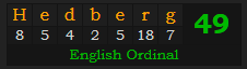 "Hedberg" = 49 (English Ordinal)