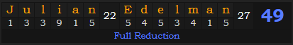 "Julian Edelman" = 49 (Full Reduction)