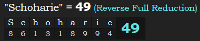 "Schoharie" = 49 (Reverse Full Reduction)