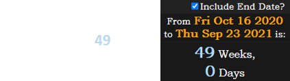 Bruce, who was born in ’49, is exactly 49 weeks before his birthday: